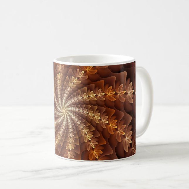 Warme Farben, trendige moderne Fraktal Art Muster Kaffeetasse (VorderseiteRechts)