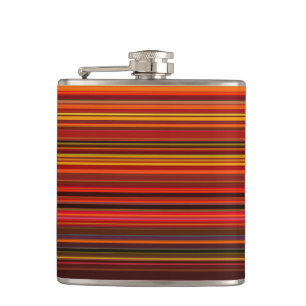 Warme Farben - Trendiger Stil - Streifenmuster Flachmann