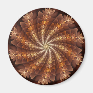 Warme Farben, trippige moderne fraktale Kunstmuste Magnet