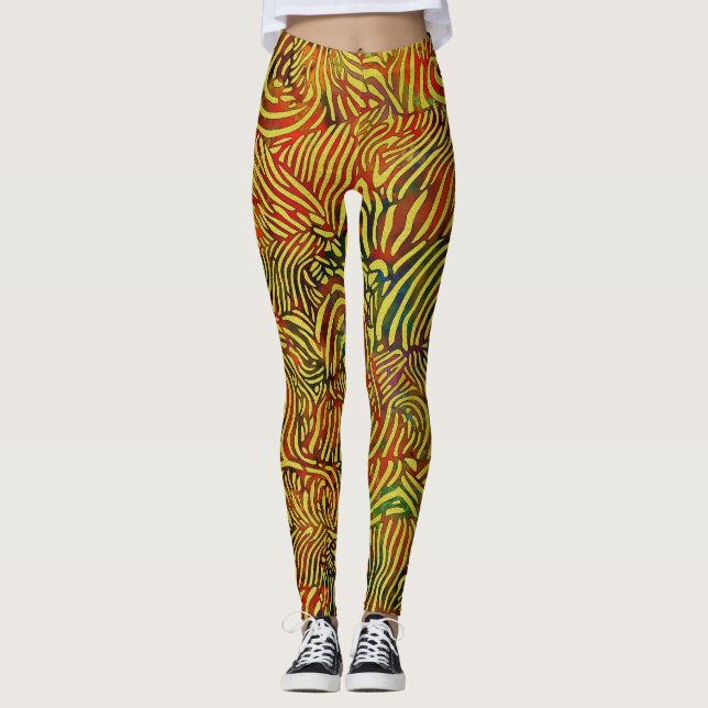 Warme, farbige Zebra Streifen Leggings (Vorderseite)