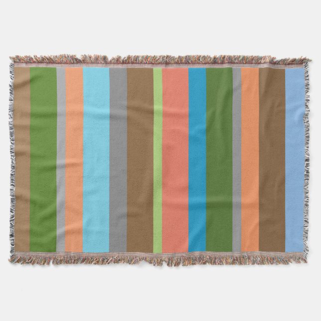 Warme Farbtöne gestreift Throw Blanket Decke (Vorderseite)