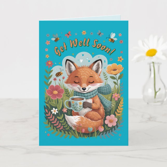Warme & fröhliche gemütliche Woodland Fox bald wie Karte (Kleine Pflanze)