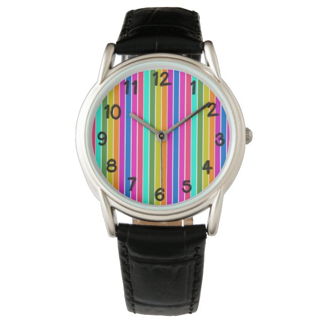 Warme Frühlingsstreifen Armbanduhr (Vorderseite)