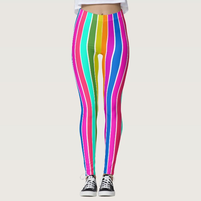 Warme Frühlingsstreifen Leggings (Vorderseite)