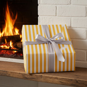 Warme gelbe und weiße schmale Streifen Geschenkpapier Set