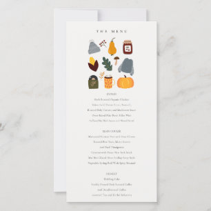 Warme gemütliche Herbst Essential Wedding Menu Car Dankeskarte
