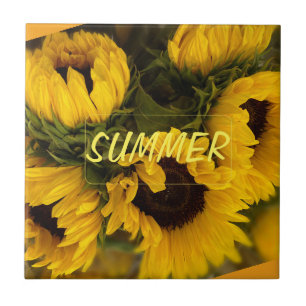 Warme goldene Sonnenblume Custom Fliese