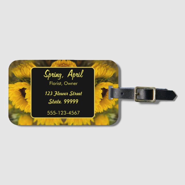 Warme goldene Sonnenblume Custom Gepäckanhänger (Vorderseite (Horizontal))