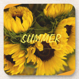 Warme goldene Sonnenblume Custom Getränkeuntersetzer