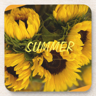 Warme goldene Sonnenblume Custom Getränkeuntersetzer