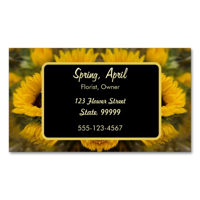 Warme goldene Sonnenblume Custom Magnetische Visitenkarte (Vorderseite)
