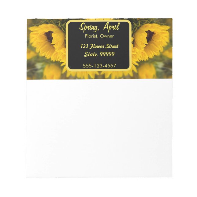 Warme goldene Sonnenblume Custom Notizblock (Vorderseite)