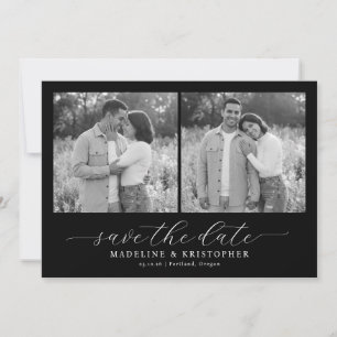 Warme Graustufen-Romantik-Foto-Collage Save The Date