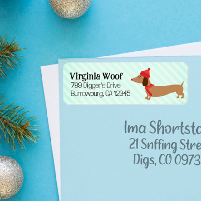 Warme Grüne Dackel Weihnachtskarten-Adressetikette (Dachshund Christmas address labels
)