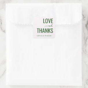 Warme grüne minimalistische Hochzeitsaufkleber Quadratischer Aufkleber