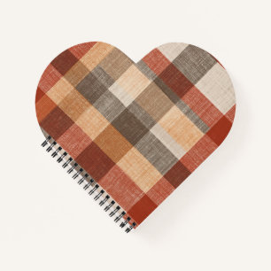 Warme Herbst-Karostoff-Textur in Rost und Beige Notizbuch