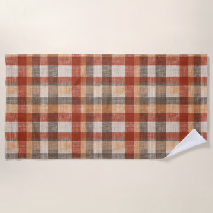 Warme Herbst-Karostoff-Textur in Rost und Beige Strandtuch