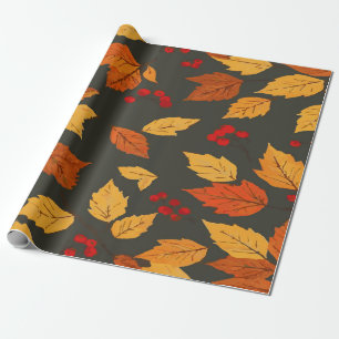 Warme Herbstblätter auf dunkelgrauem Hintergrund Geschenkpapier