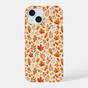Warme Herbstblätter Nahtloses Muster iPhone 15 Hülle