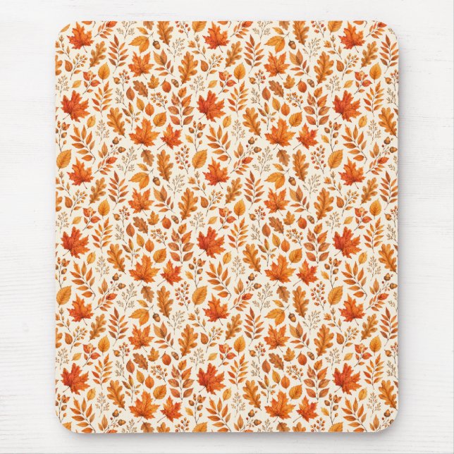 Warme Herbstblätter Nahtloses Muster Mousepad (Vorne)