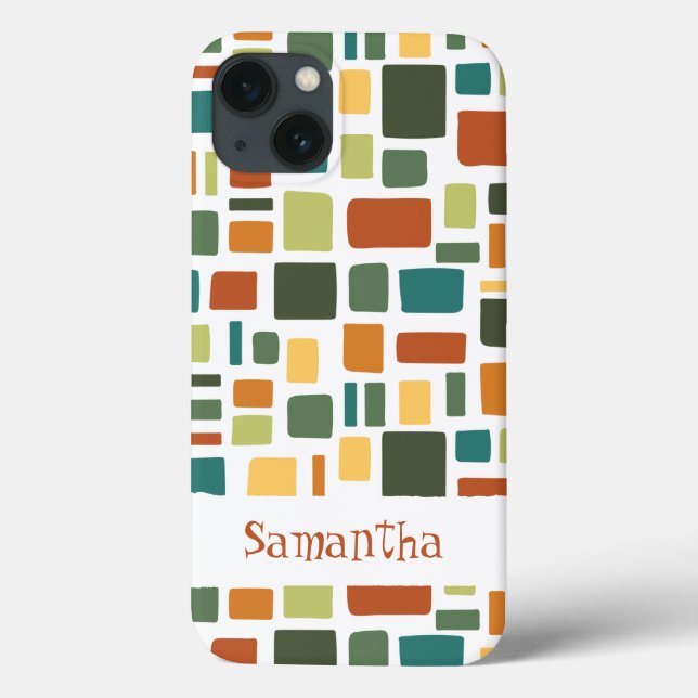 Warme Herbstfarben Wonky Squares & Rectangle Case-Mate iPhone Hülle (Rückseite)