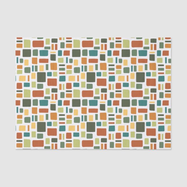 Warme Herbstfarben Wonky Squares & Rectangle Seidenpapier (Vorderseite)