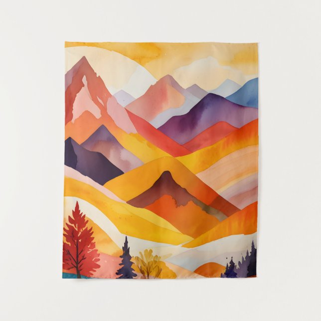 Warme Herbstgebirge Wandteppich (Vorderseite)