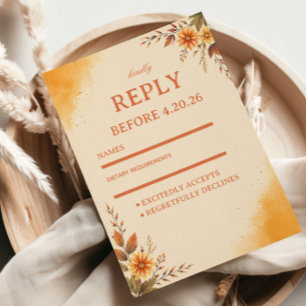 Warme herbstliche florale Eleganz RSVP Karte