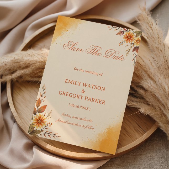Warme herbstliche florale Eleganz Save The Date (Von Creator hochgeladen)