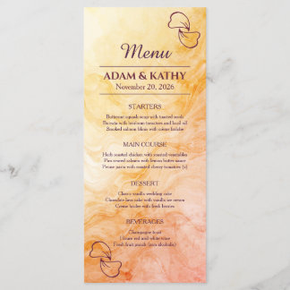 Warme Herbstmarmor-Hochzeitsmenü Menükarte