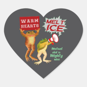 Warme Herzen schmelzen Eis Herz-Aufkleber