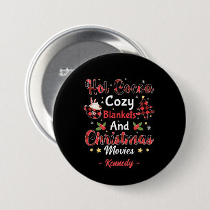 Warme Kakao, gemütliche Decken und Weihnachtsmotiv Button