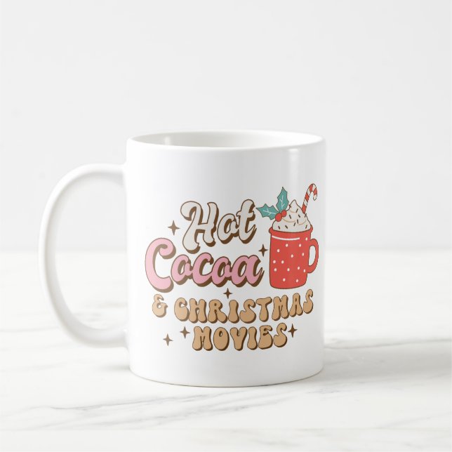 Warme Kakao und Weihnachtsfilme Retro Kaffeetasse (Links)