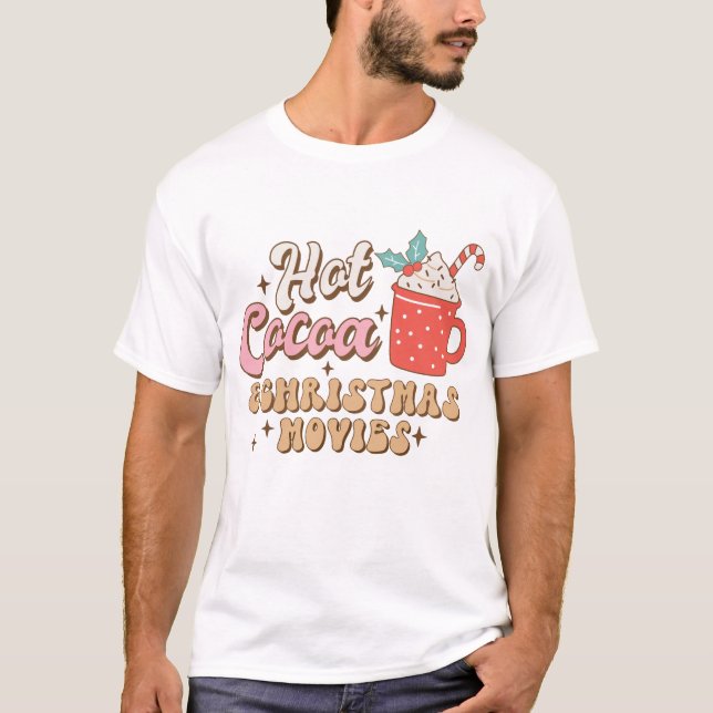 Warme Kakao und Weihnachtsfilme Retro T-Shirt (Vorderseite)