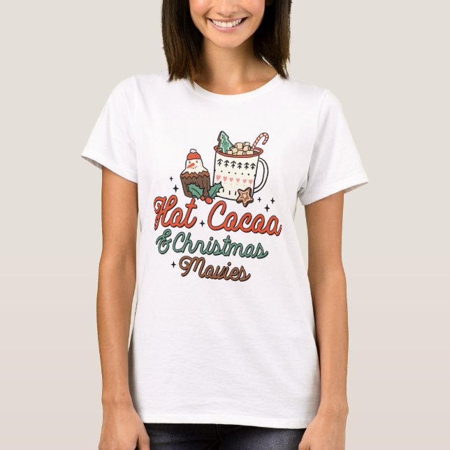 Warme Kakao und Weihnachtsfilme Retro T-Shirt (Vorderseite)