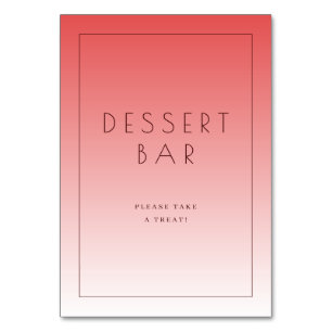 Warme Koralle Minimalistische Dessertbar-Tafel Tischnummer