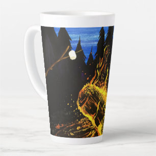 Warme Lagerfeuer-Sonnenuntergangs-Wildnis-Szene fü Milchtasse