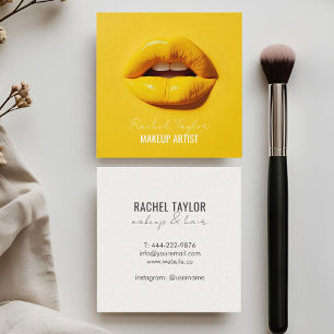 Warme Lippen   Coole Gelbmakeup-Visitenkarte Quadratische Visitenkarte
