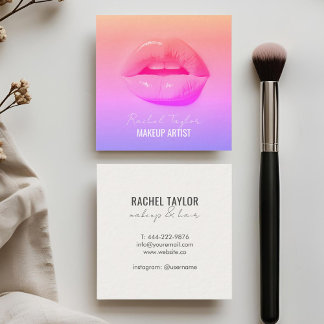 Warme Lippen | Coole Makeup-Visitenkarte Quadratische Visitenkarte