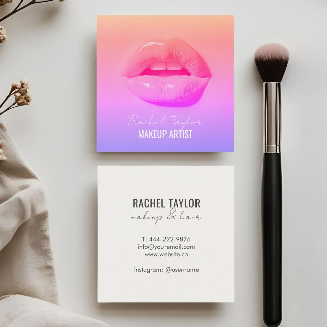 Warme Lippen | Coole Makeup-Visitenkarte Quadratische Visitenkarte (Von Creator hochgeladen)
