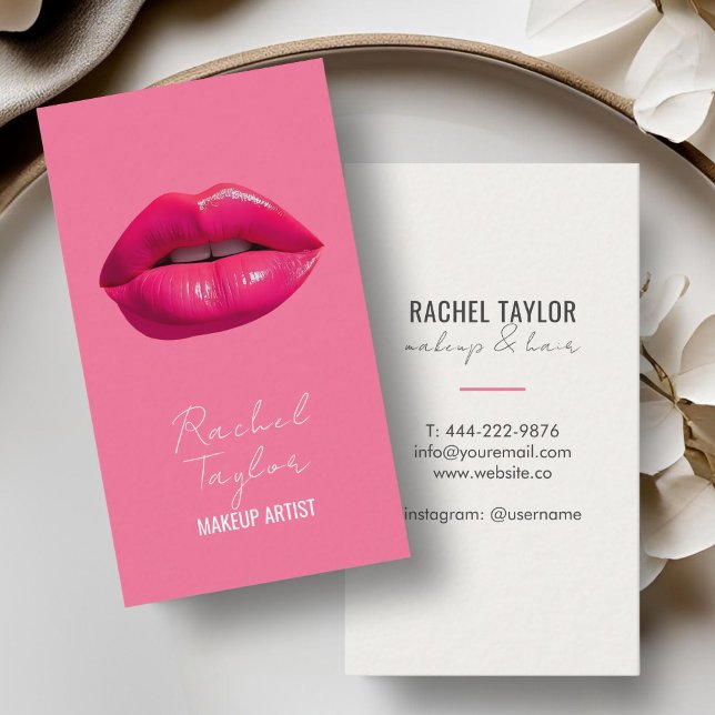 Warme Lippen | Pink Makeup Business Card Visitenkarte (Von Creator hochgeladen)