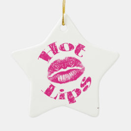 Warme Lippen! Rosa Lippen Keramik Ornament