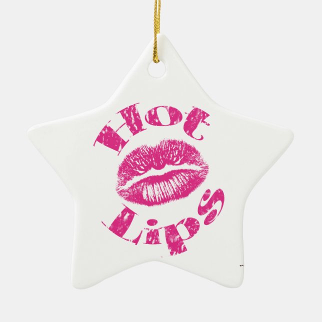 Warme Lippen! Rosa Lippen Keramik Ornament (Vorne)