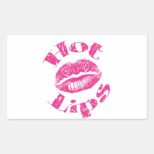 Warme Lippen! Rosa Lippen Rechteckiger Aufkleber