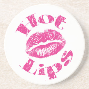 Warme Lippen! Rosa Lippen Sandstein Untersetzer