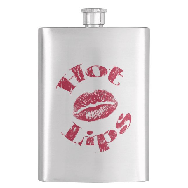 Warme Lippen, rote Lippen Flachmann (Vorderseite)