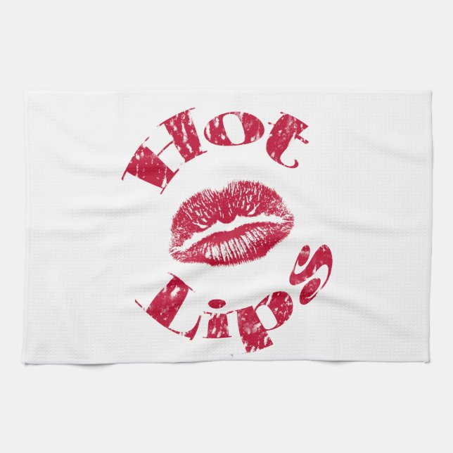 Warme Lippen, rote Lippen Geschirrtuch (Horizontal)