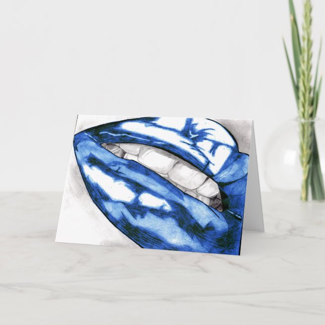 Warme Lips Grüße Karten (blau) (Vorderseite)