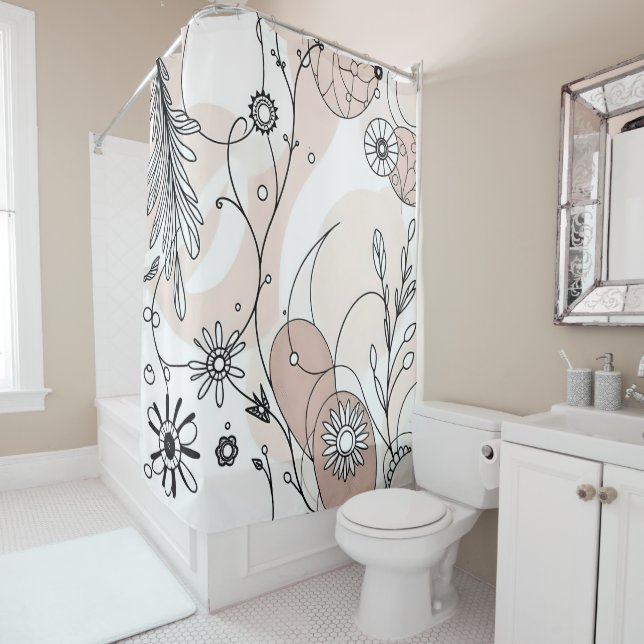 Warme Minimal Boho Kunst für Zuhause Duschvorhang (Beispiel)