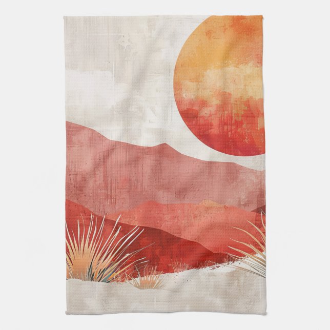 Warme Minimalistisch - Abstrakte Landschaft der Bo Geschirrtuch (Vertikal)